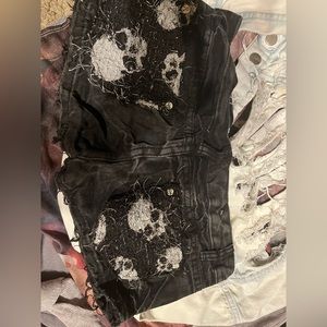 Gothic Skull Destroyed Shorts Size 0